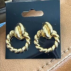 Gold Twisted Hoop Knot Earrings - Women Jewelry